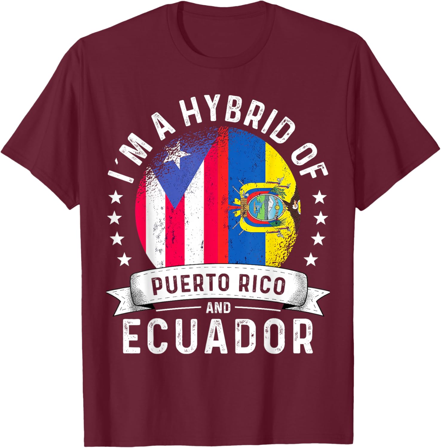 Puerto Rico Flag Ecuador Grown Country Ecuadorian Flag T-Shirt - T-Shirt | Maroon