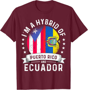 Puerto Rico Flag Ecuador Grown Country Ecuadorian Flag T-Shirt - T-Shirt | Maroon