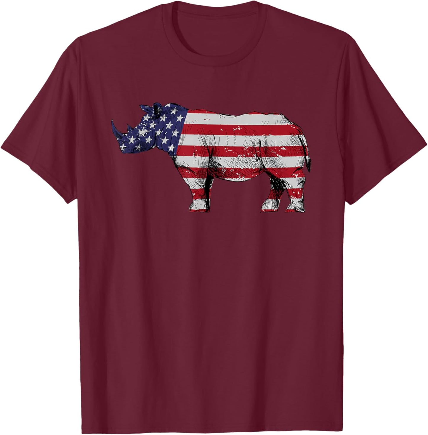Cool Rhino Design Women Rhinoceros 4th of July Rhino T-Shirt - T-Shirt | Maroon