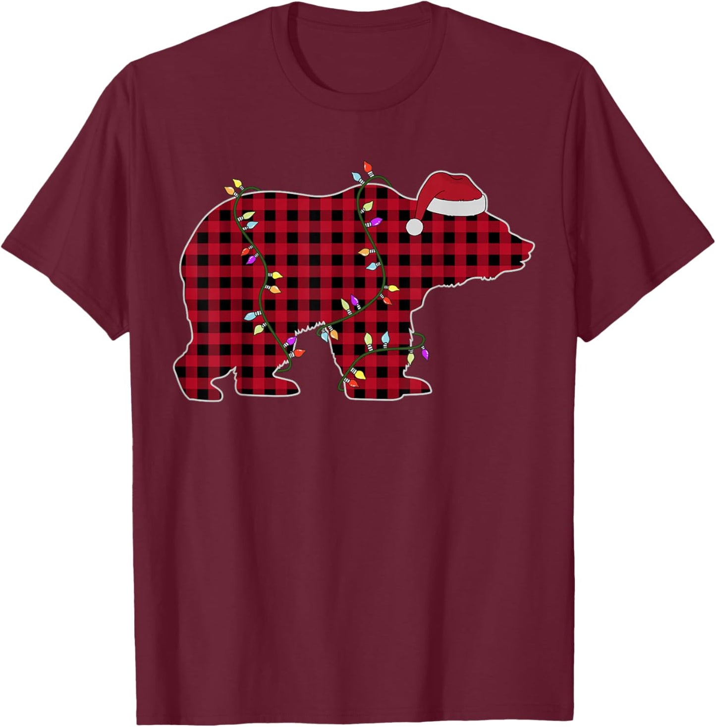 Red Plaid Bear Buffalo Matching Family Christmas T-Shirt - T-Shirt | Maroon