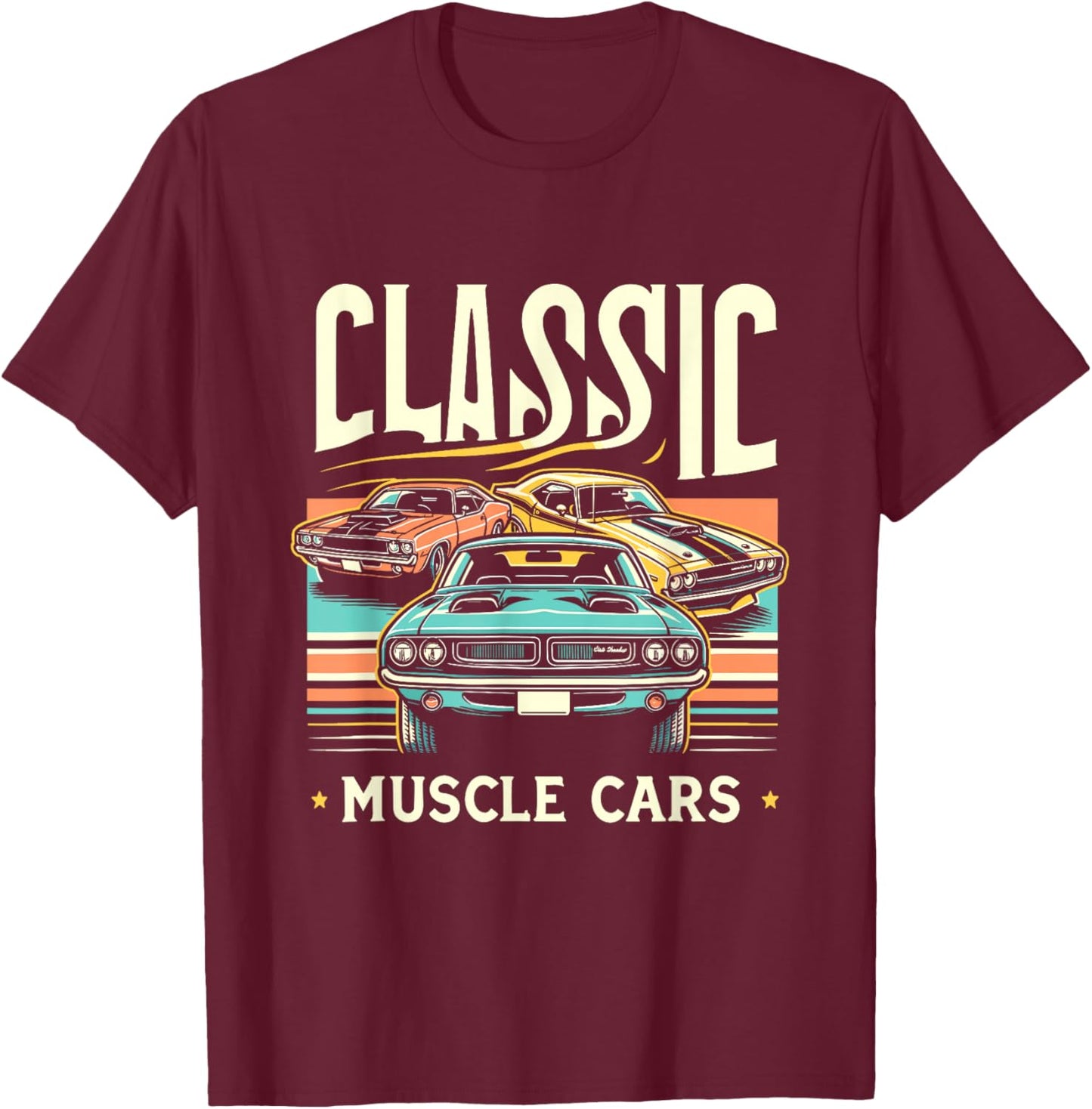 Classic Muscle Car Classic Vintage American Car T-Shirt - T-Shirt | Maroon