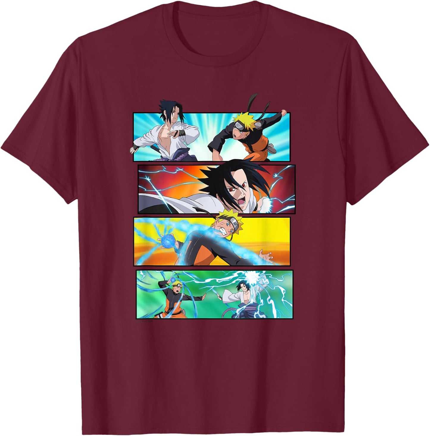 Naruto Shippuden Naruto vs Sasuke T-Shirt - T-Shirt | Maroon