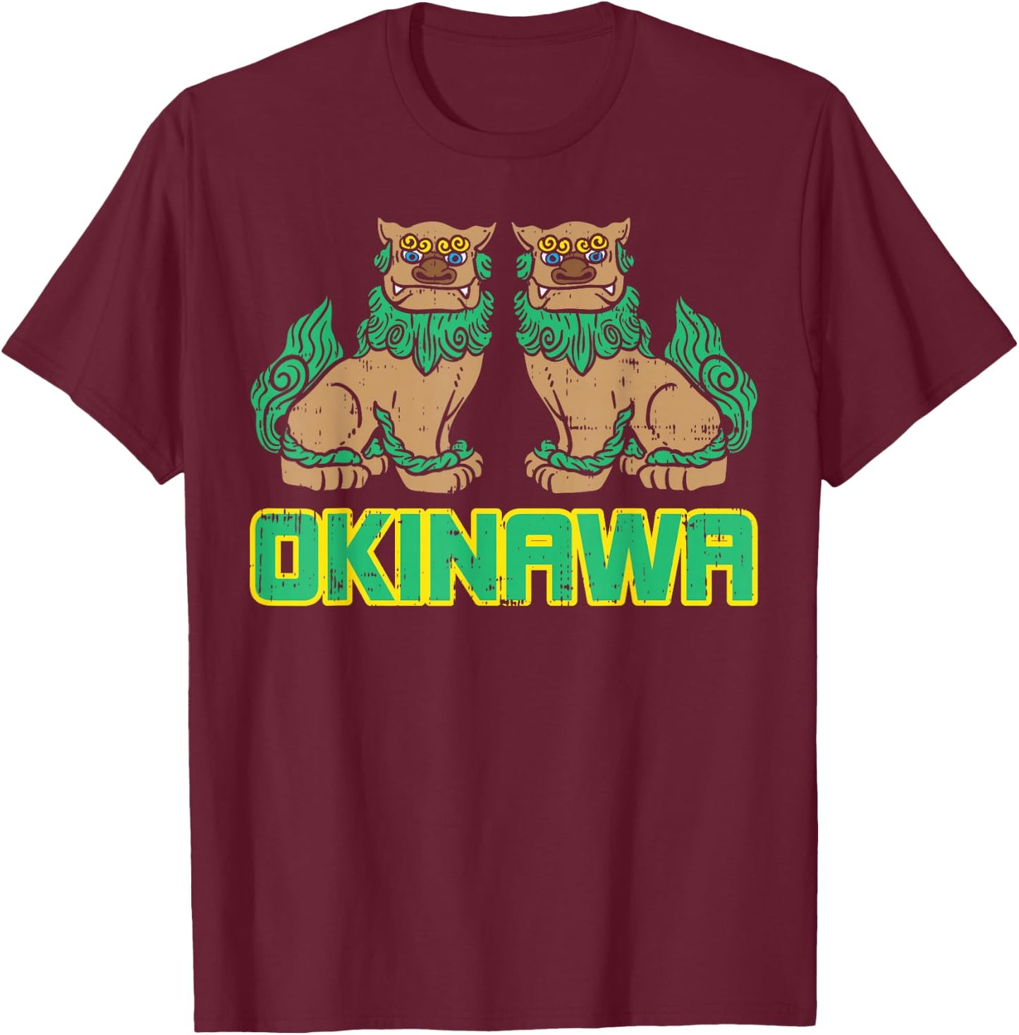 Okinawa Guardian Lion Shisa Japan Japanese Martial Arts Gift T-Shirt - T-Shirt | Maroon