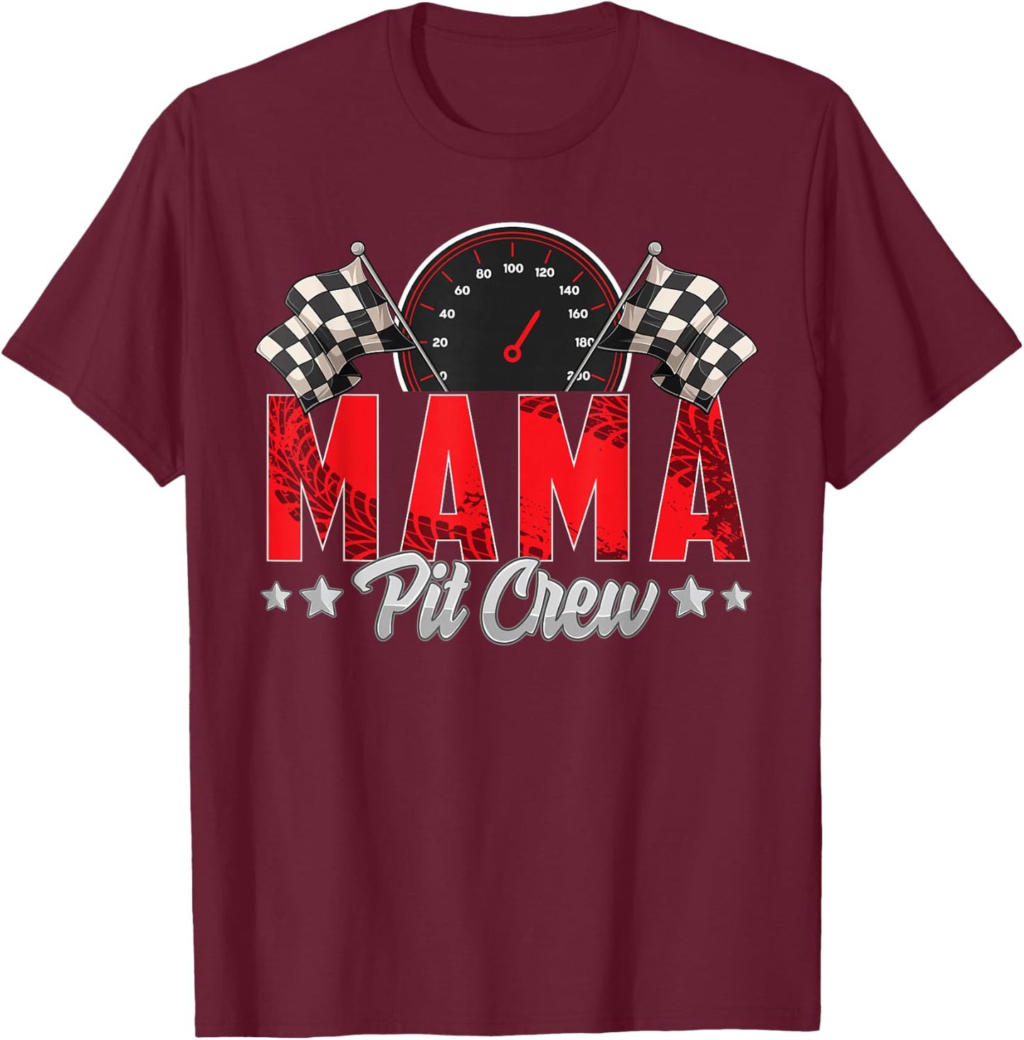 Race Car Birthday Party Racing Family Mama Pit Crew T-Shirt - T-Shirt | Maroon