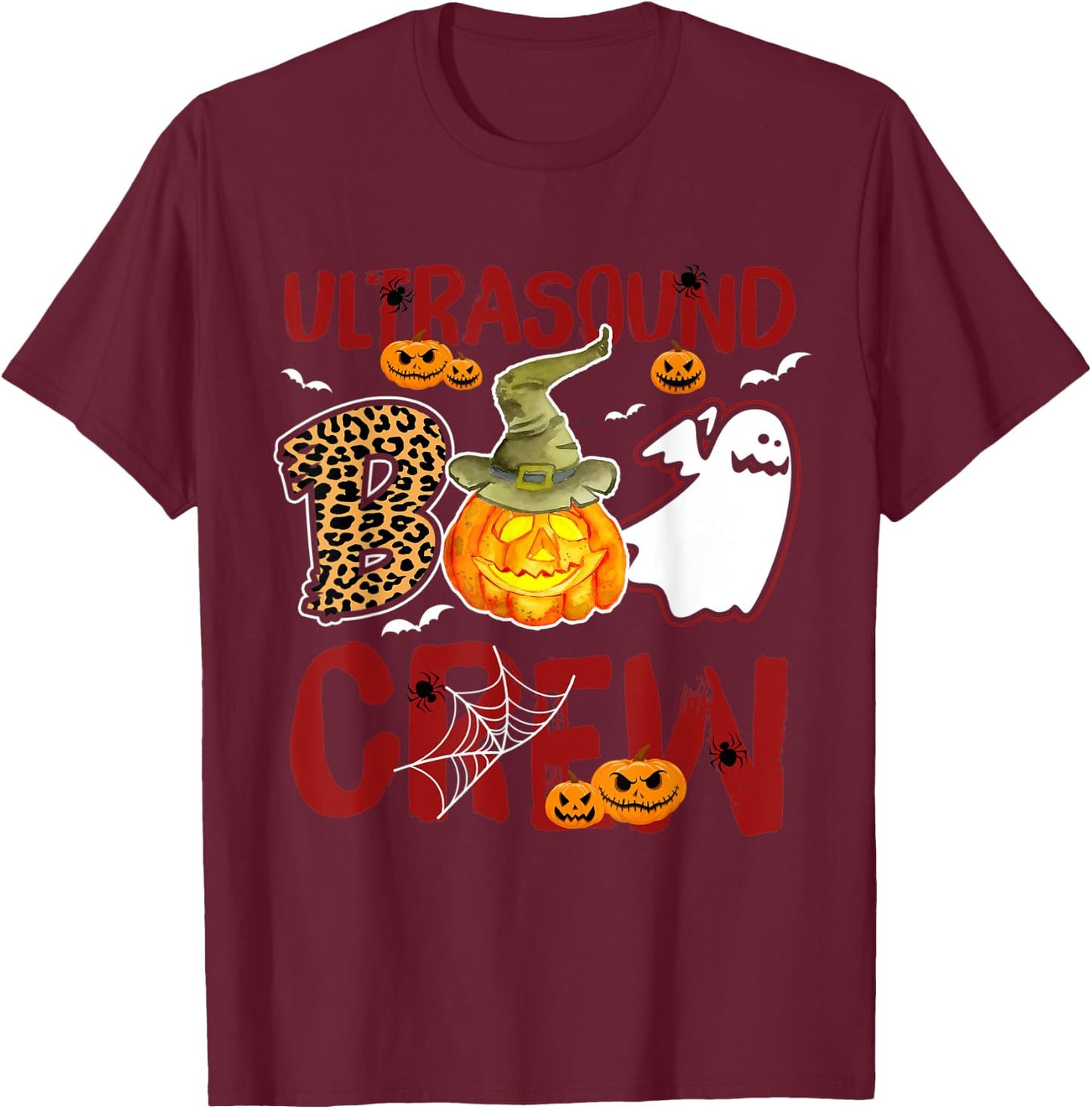 Ultrasound Tech Boo Crew Halloween Technician match costume T-Shirt - T-Shirt | Maroon