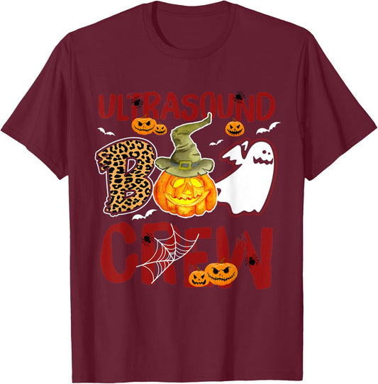 Ultrasound Tech Boo Crew Halloween Technician match costume T-Shirt - T-Shirt | Maroon