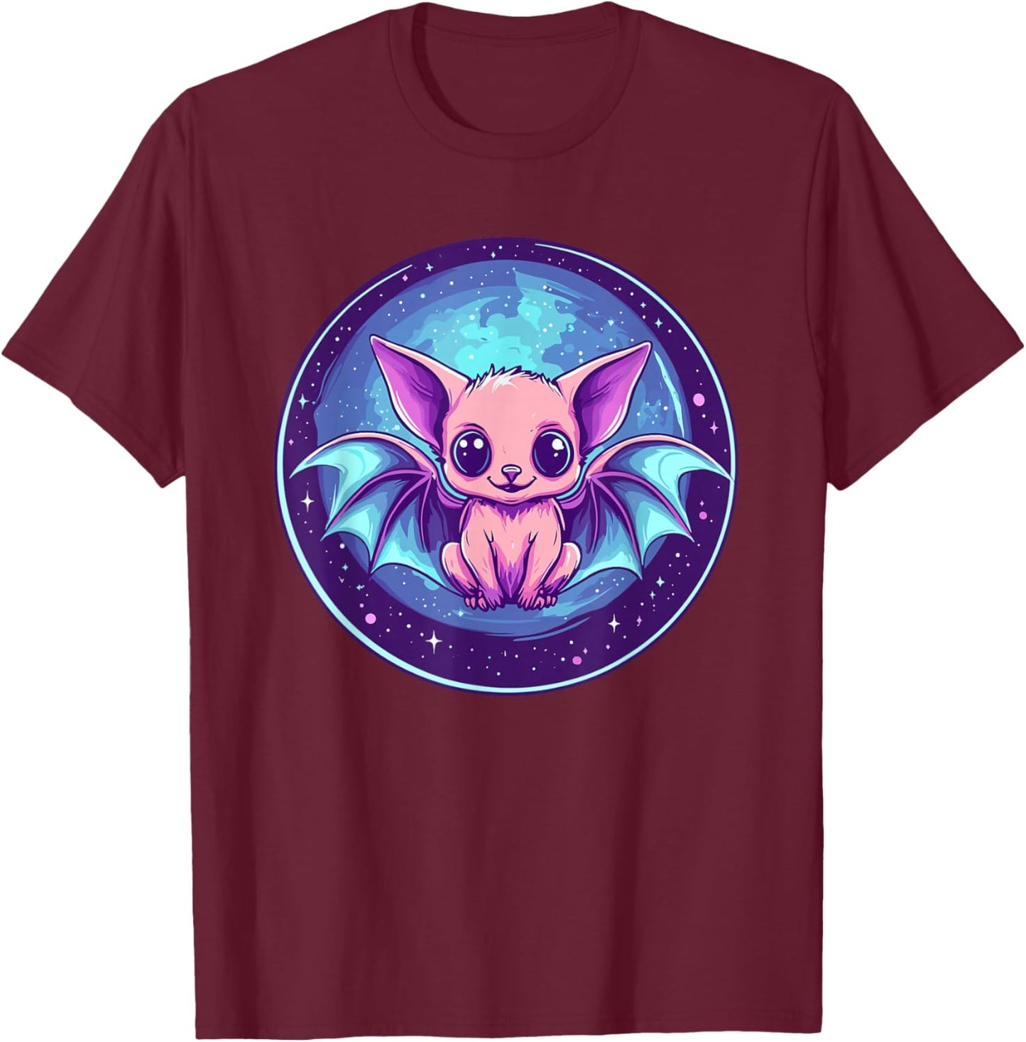 Cute Cosmic Bat Fantasy Animal Creature T-Shirt - T-Shirt | Maroon