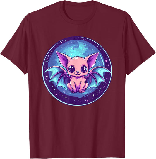 Cute Cosmic Bat Fantasy Animal Creature T-Shirt - T-Shirt | Maroon