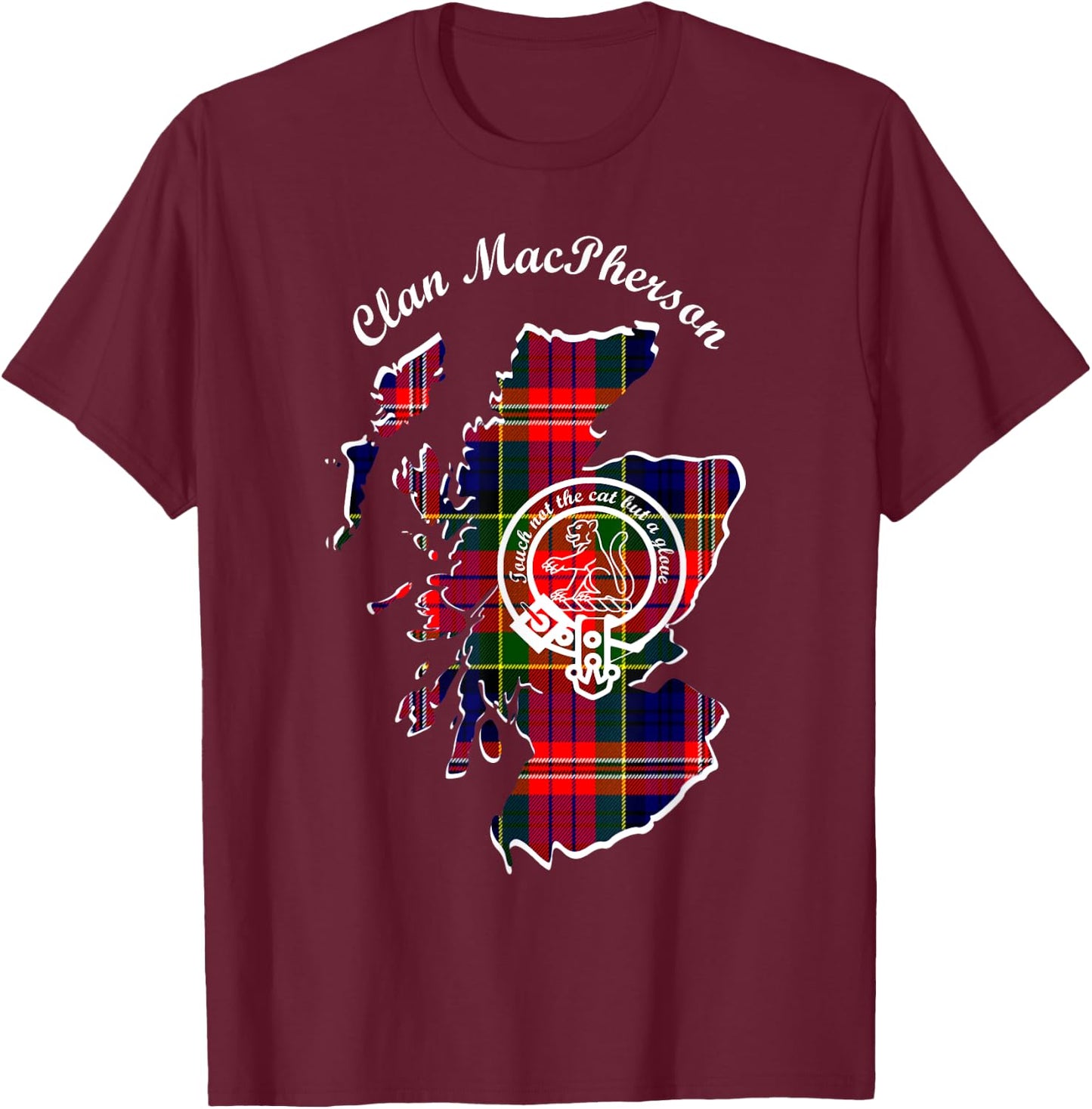 MacPherson surname last name Scottish Clan tartan crest T-Shirt - T-Shirt | Maroon