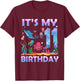 It's My 11th Birthday Sea Fish Ocean Animals 11 Years Old T-Shirt - T-Shirt | Maroon