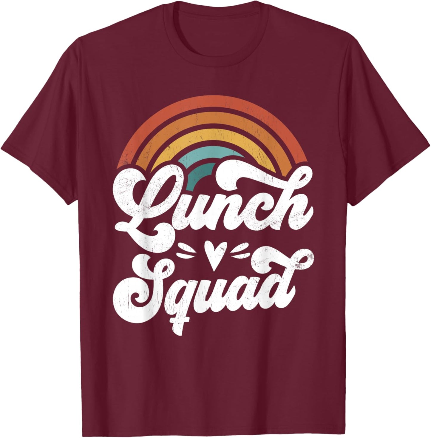Cafeteria Manager Retro Groovy Rainbow Matching Lunch Worker T-Shirt - T-Shirt | Maroon