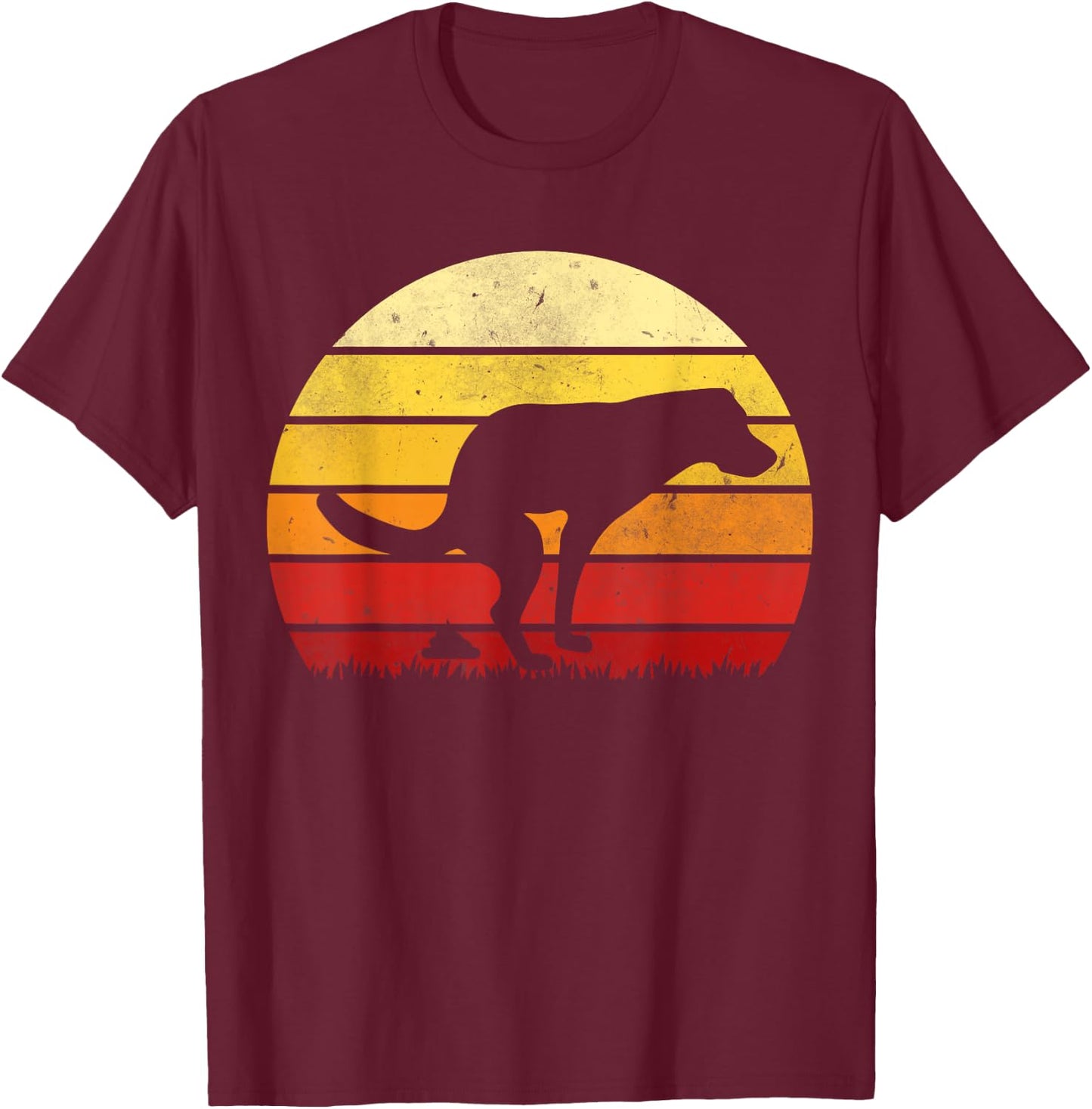 Vintage Sunset Labrador Retro Dog Pooping Old School Classic T-Shirt - T-Shirt | Maroon