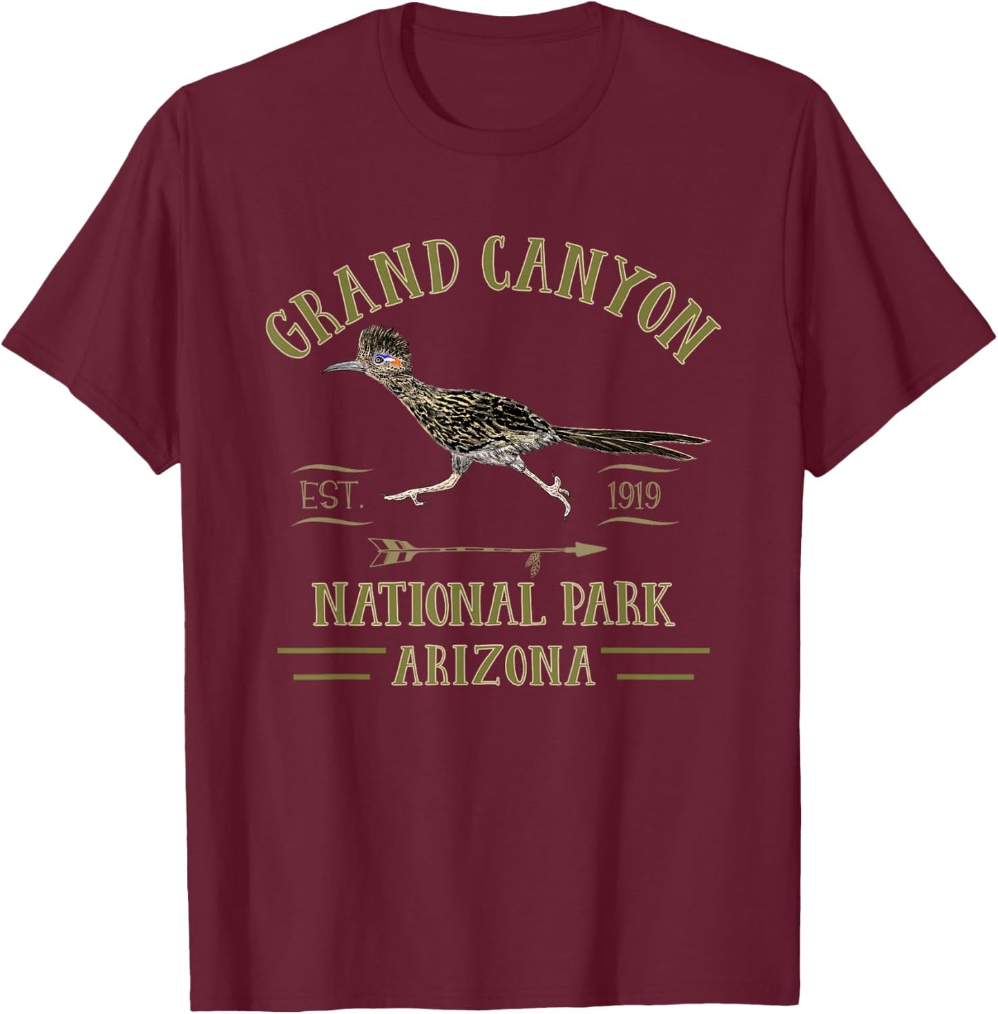 GRAND CANYON NATIONAL PARK ARIZONA Roadrunner souvenir T-Shirt - T-Shirt | Maroon