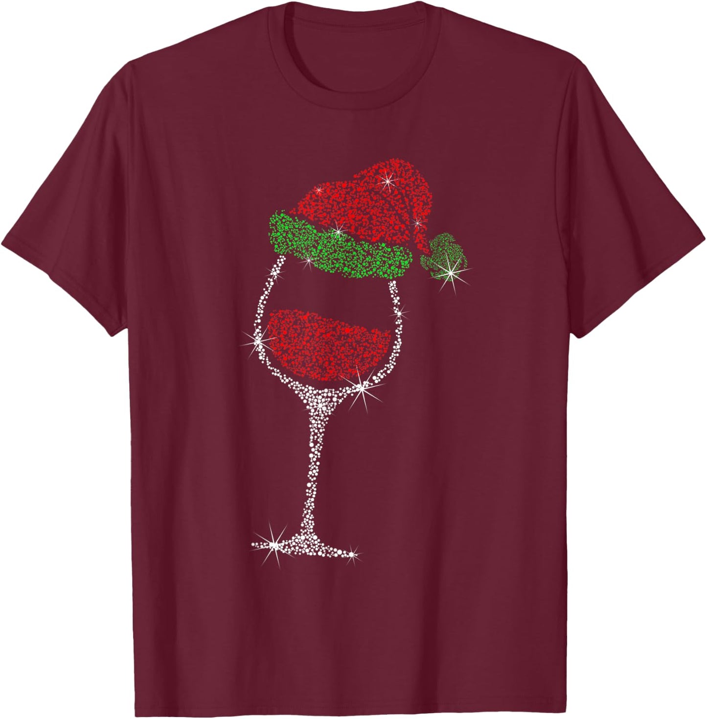 Wine Glass With Santa Hat Wine Lover Christmas Gift T-Shirt - T-Shirt | Maroon