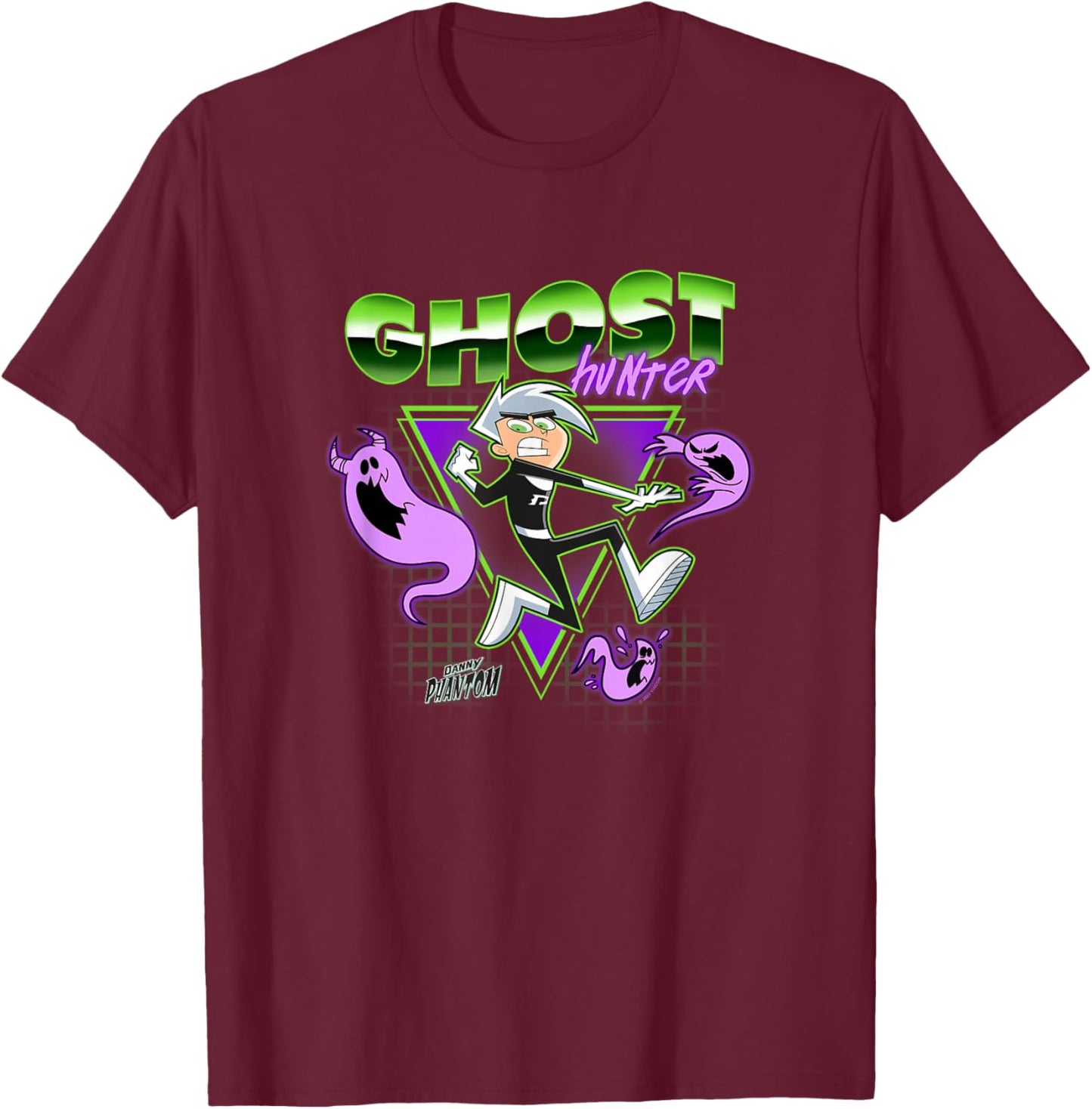 Danny Phantom Ghost Hunter Retro Vintage Superhero Logo T-Shirt - T-Shirt | Maroon