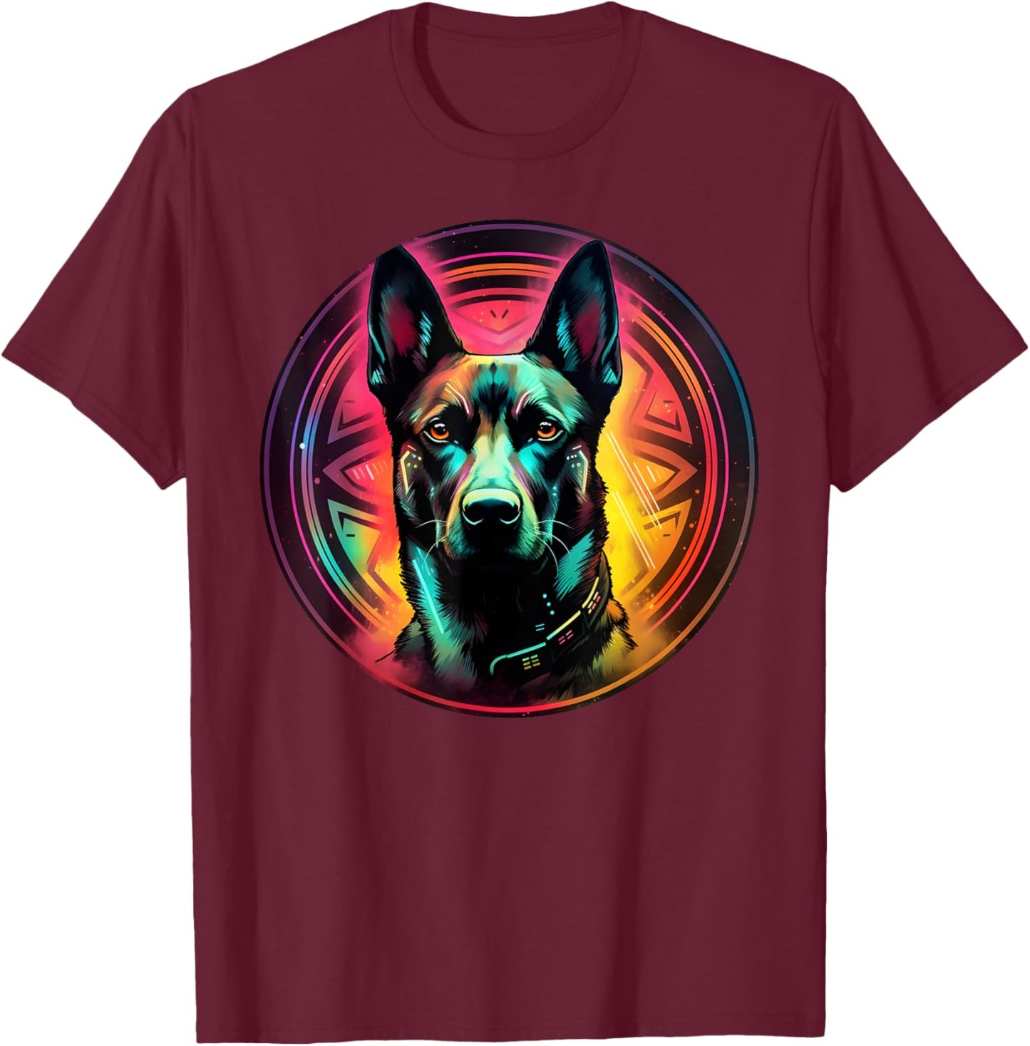 Colourful Belgian Malinois Dog Dad Mom Graffity Men Women Girls Kids T-Shirt - T-Shirt | Maroon