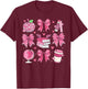 Coquette Pink Bow Apple Teacher Appreciation Valentine Day T-Shirt - T-Shirt | Maroon