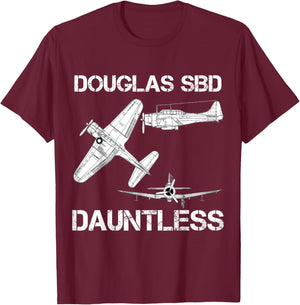 Douglas SBD Dauntless Naval Bomber Aircraft WW2 Airplane T-Shirt - T-Shirt | Maroon