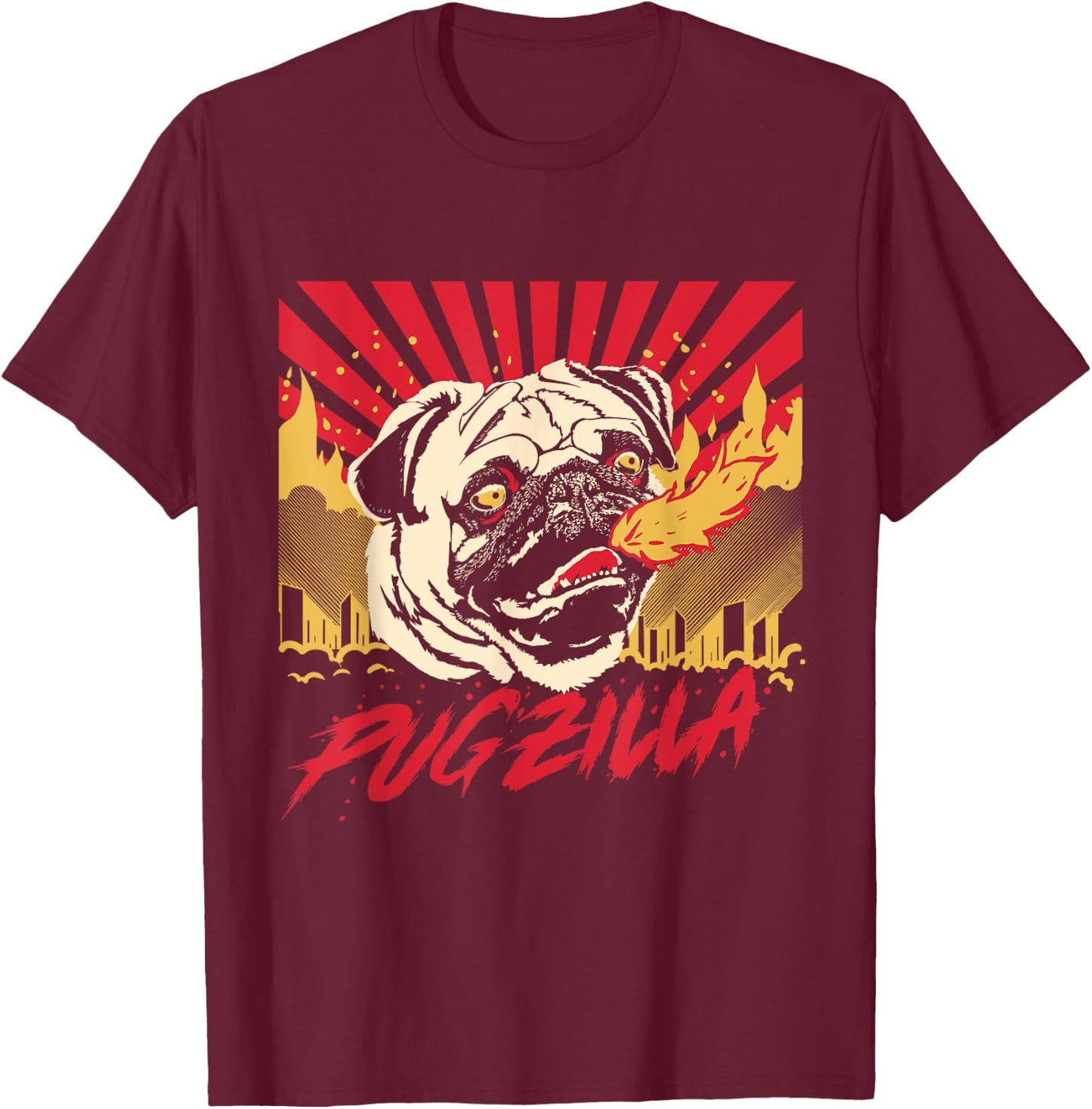 Pugzilla Pug Dog Pug Creature Sweet Pug Pug dog Men Women Girls Kids T-Shirt - T-Shirt | Maroon