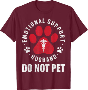 Emotional Support Husband Do Not Pet Funny Retro Vintage T-Shirt - T-Shirt | Maroon