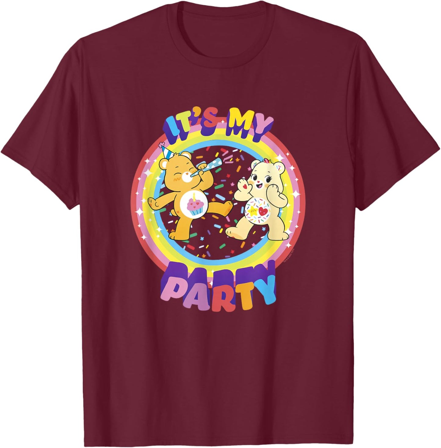 Care Bears Birthday It's My Party Retro Birthday Bear Logo T-Shirt - T-Shirt | Maroon