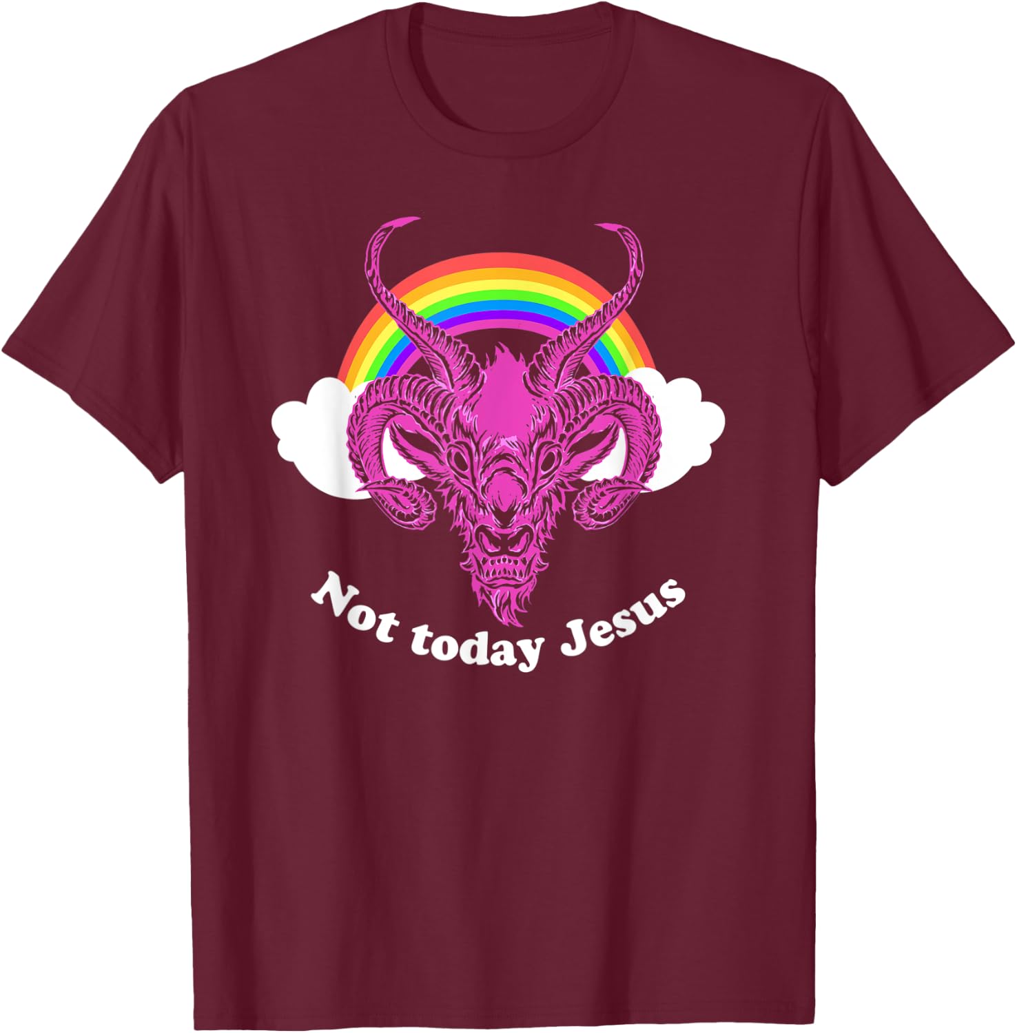 "Not Today Jesus" Goth/Grunge Clothing Hail Satan T-Shirt - T-Shirt | Maroon
