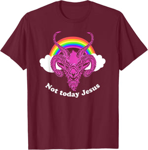 "Not Today Jesus" Goth/Grunge Clothing Hail Satan T-Shirt - T-Shirt | Maroon