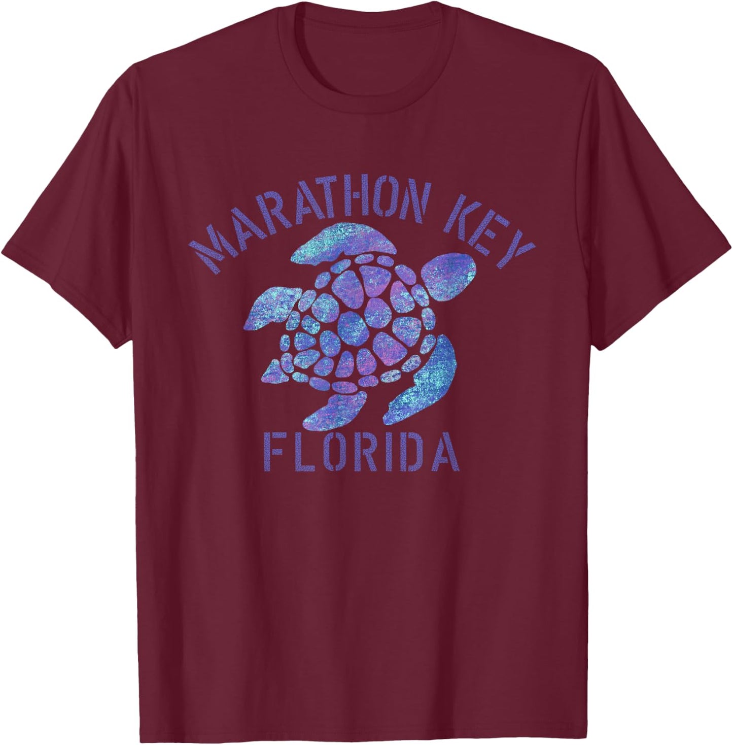 Marathon Key, FL Beach Design / Tribal Turtle Gift T-Shirt - T-Shirt | Maroon