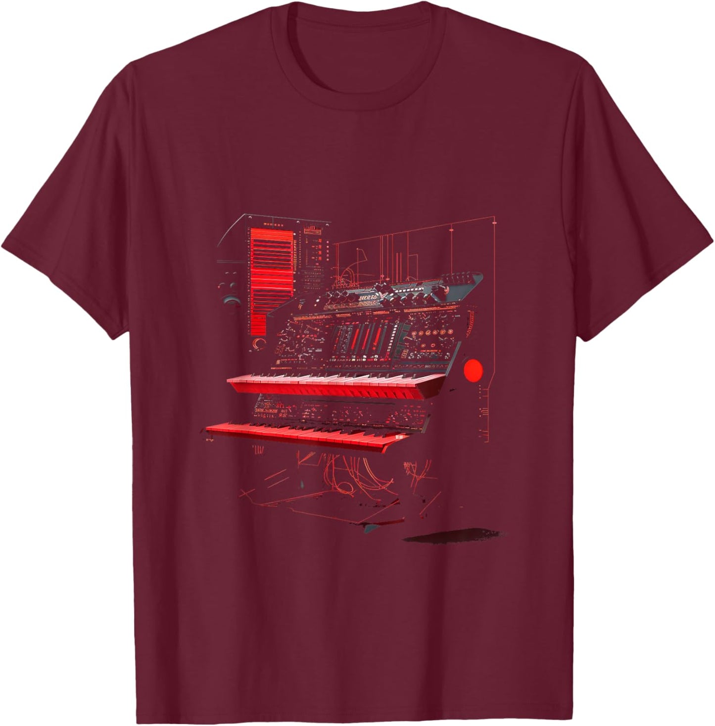 Synthesizer Vector T-Shirt - T-Shirt | Maroon