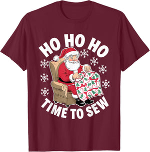 Quilting Christmas Sewing Santa Xmas Holiday T-Shirt - T-Shirt | Maroon
