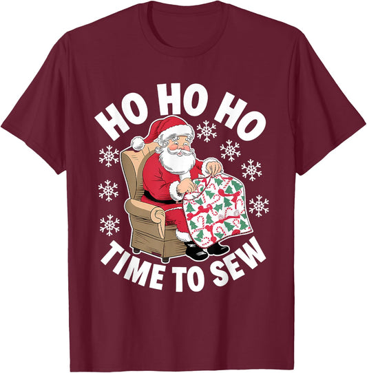 Quilting Christmas Sewing Santa Xmas Holiday T-Shirt - T-Shirt | Maroon