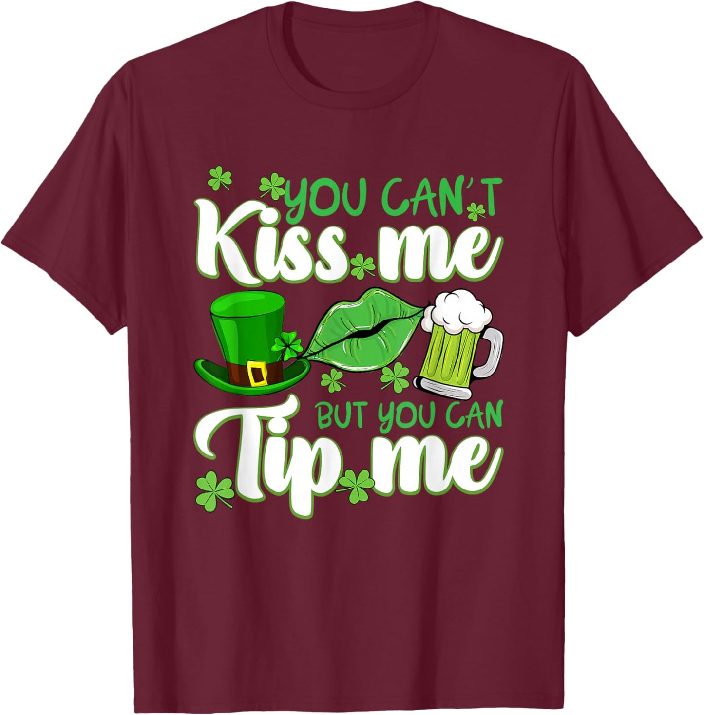 St Patrick's Day Irish Shamrock Clover Waitress Waiter T-Shirt - T-Shirt | Maroon