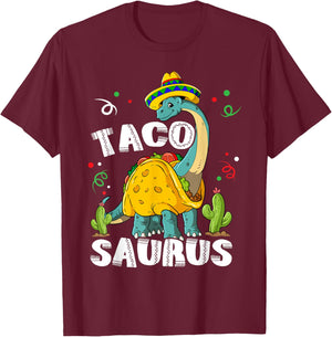Tacosaurus Cinco De Mayo Taco Dinosaur T-Shirt - T-Shirt | Maroon