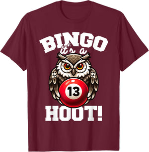 Funny Bingo Game Bingo It's A Hoot Design T-Shirt - T-Shirt | Maroon