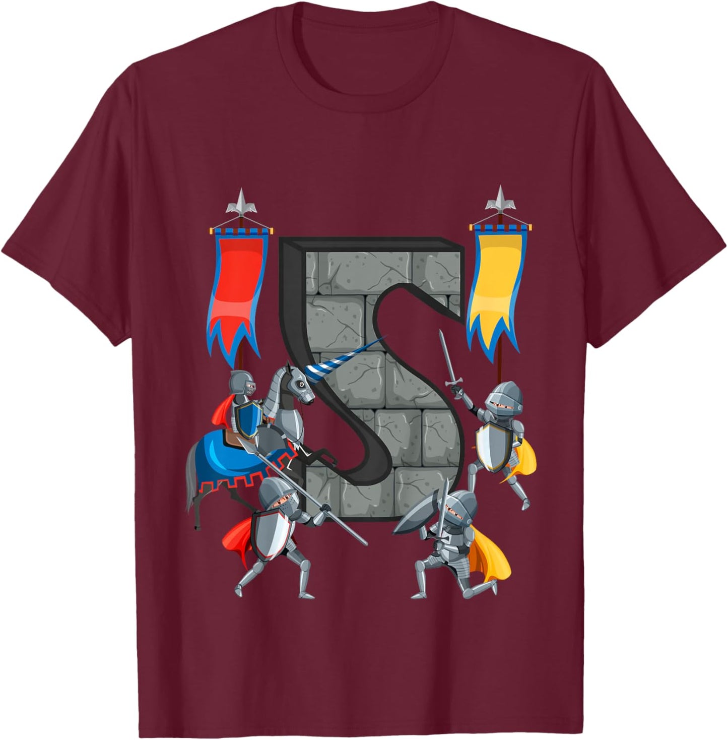Medieval Knights Middle Ages History Castle 5th Birthday T-Shirt - T-Shirt | Maroon