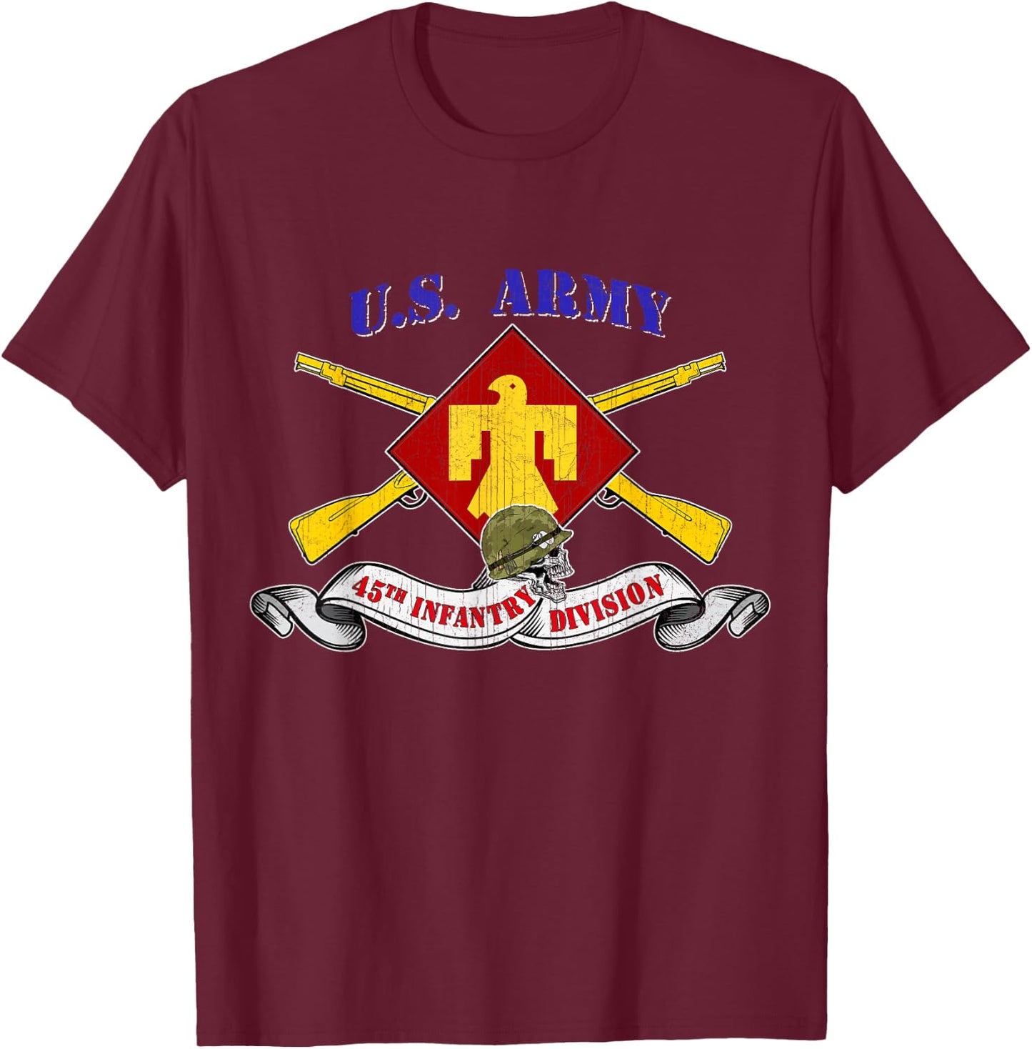 45th Infantry Division 45th ID Veteran Vintage Gifts T-Shirt - T-Shirt | Maroon