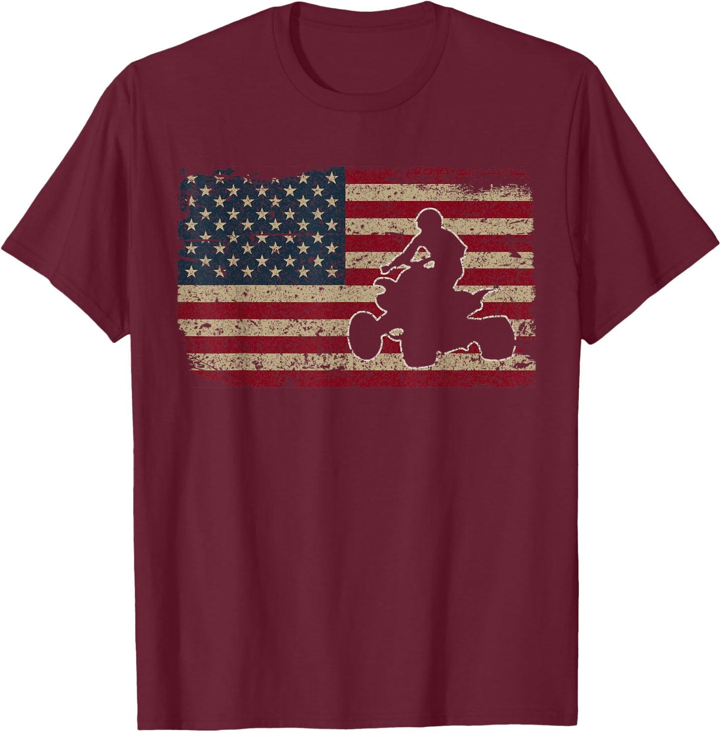 Quad Biker America Flag Gift I ATV Four Wheeler Quad Bike Small T-Shirt - T-Shirt | Maroon