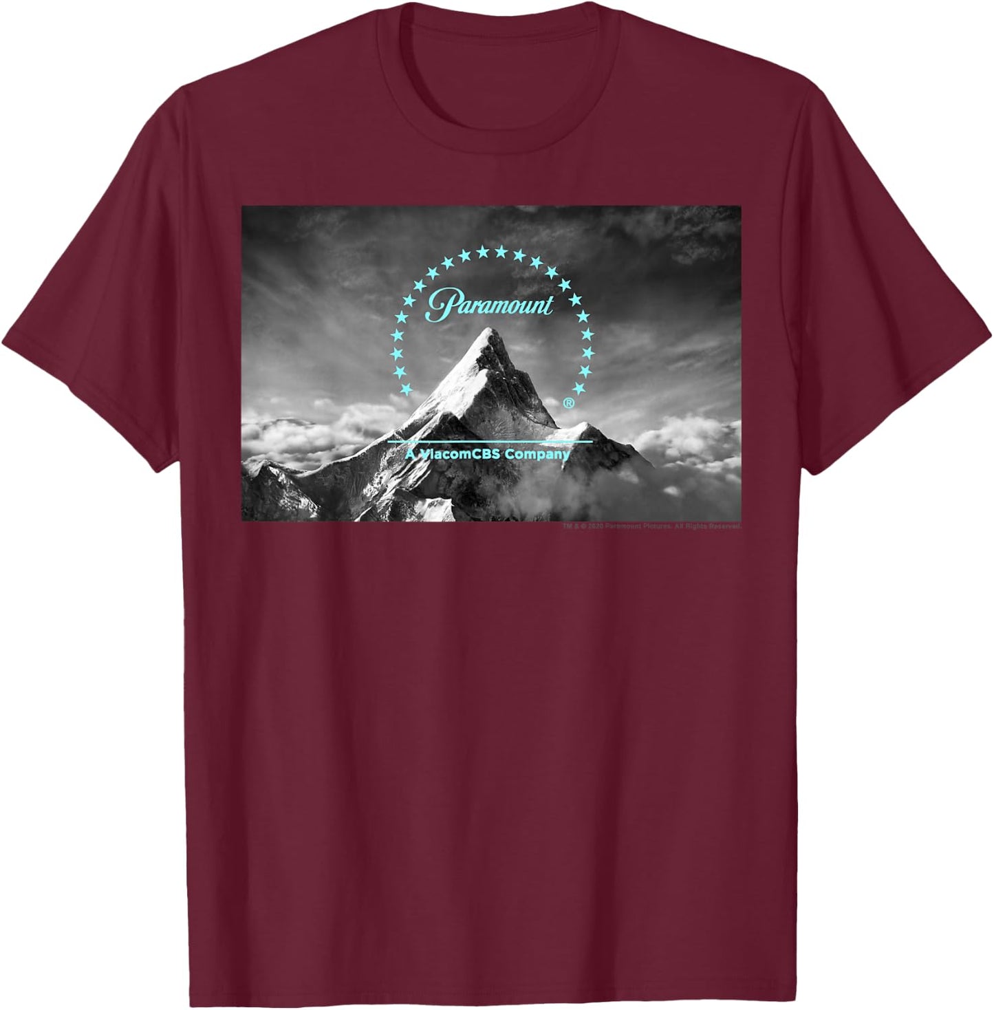 Paramount Neon Blue Logo Scenery T-Shirt - T-Shirt | Maroon