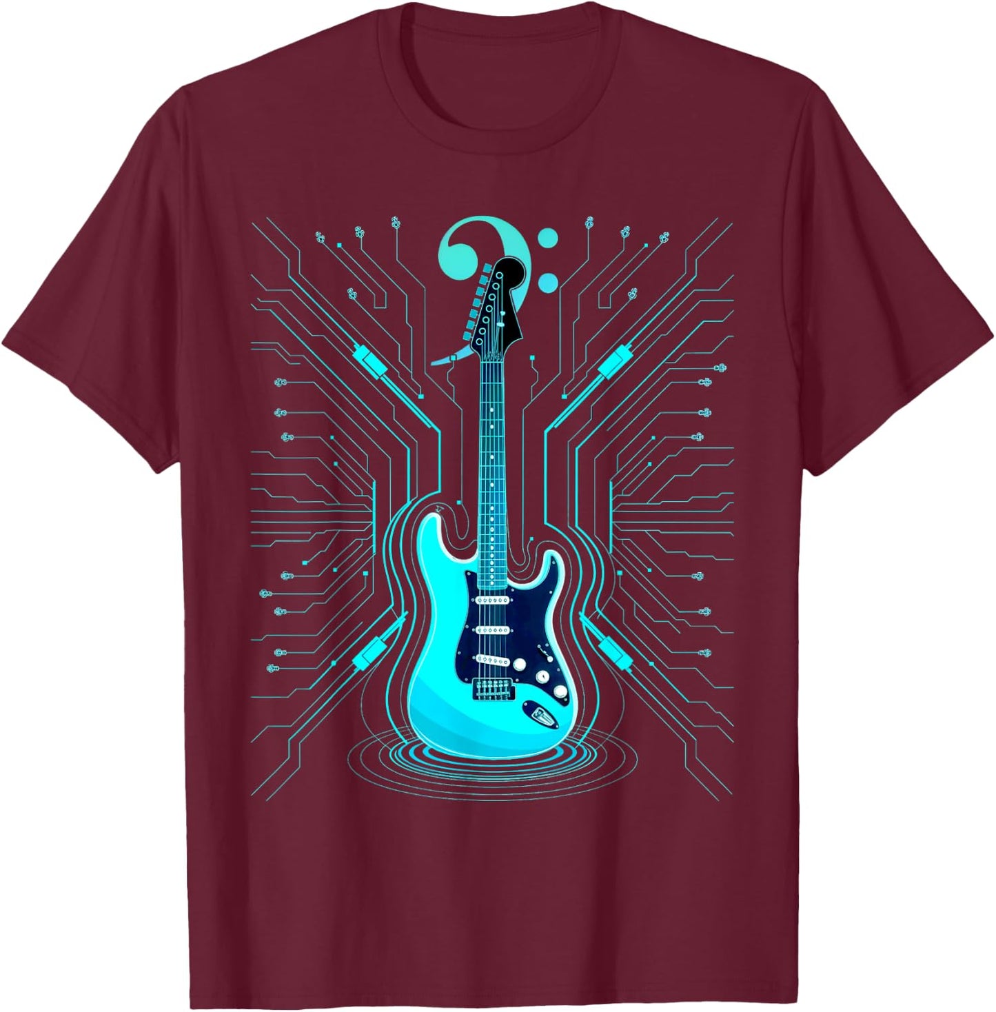 Bass with Clef for Bassists & Bass Player T-Shirt - T-Shirt | Maroon