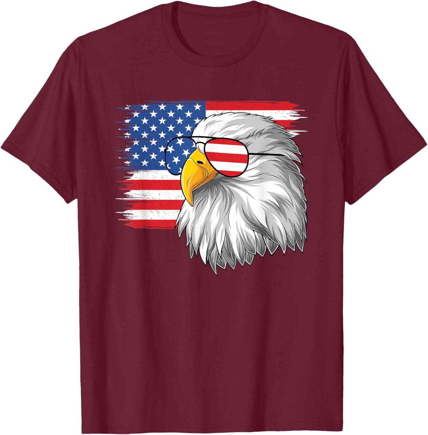 Funny 4th Of July American Flag Patriotic Eagle USA Men Boys T-Shirt - T-Shirt | Maroon
