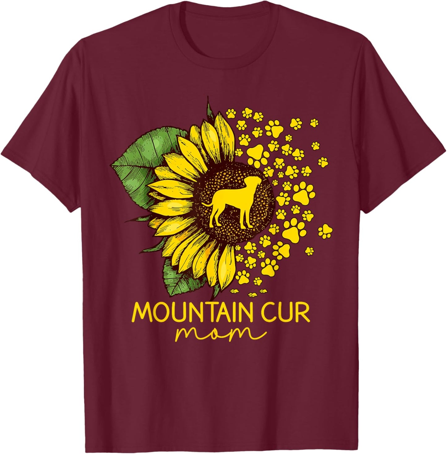 Sunflower Mountain Cur Mom Dog Lover T-Shirt - T-Shirt | Maroon