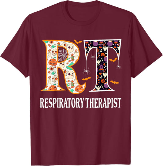 RT Halloween Respiratory Therapist Halloween RT Nurse T-Shirt - T-Shirt | Maroon