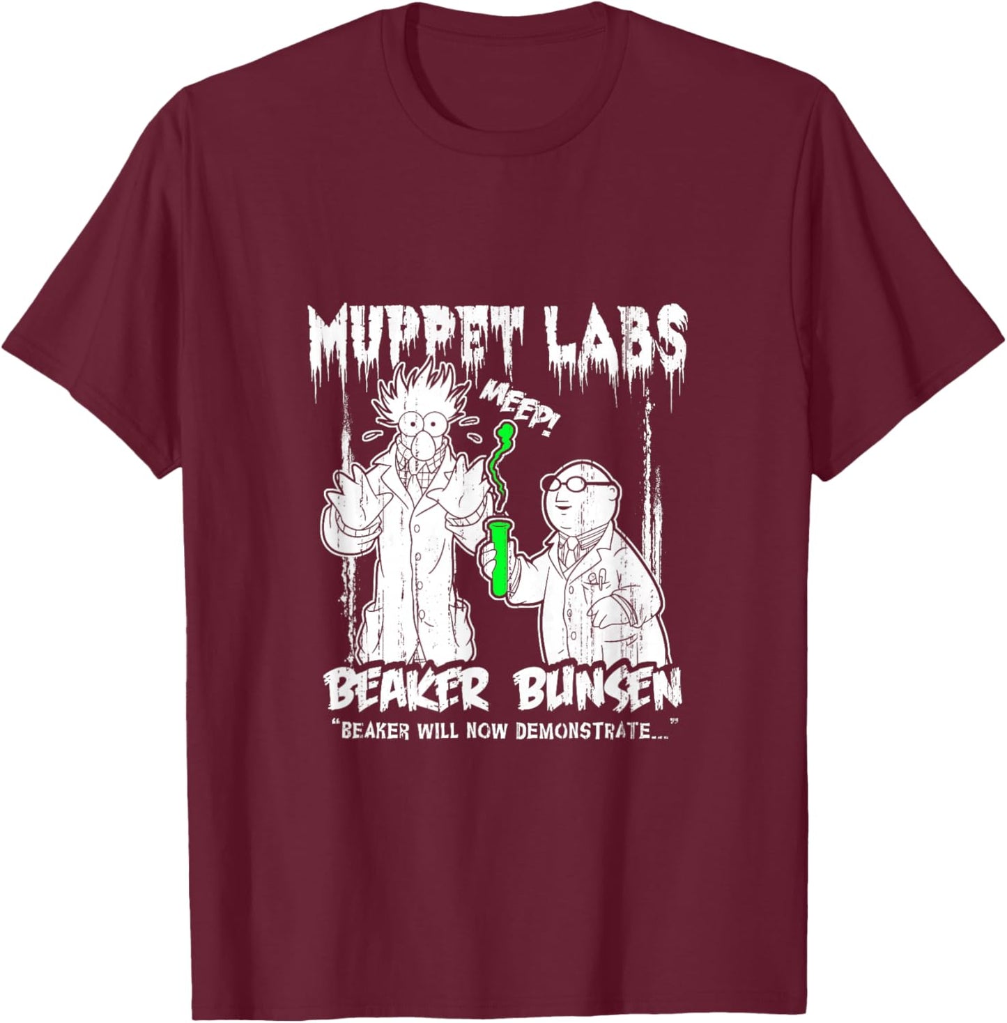 Disney The Muppets Beaker & Bunsen Vintage Muppet Labs T-Shirt - T-Shirt | Maroon