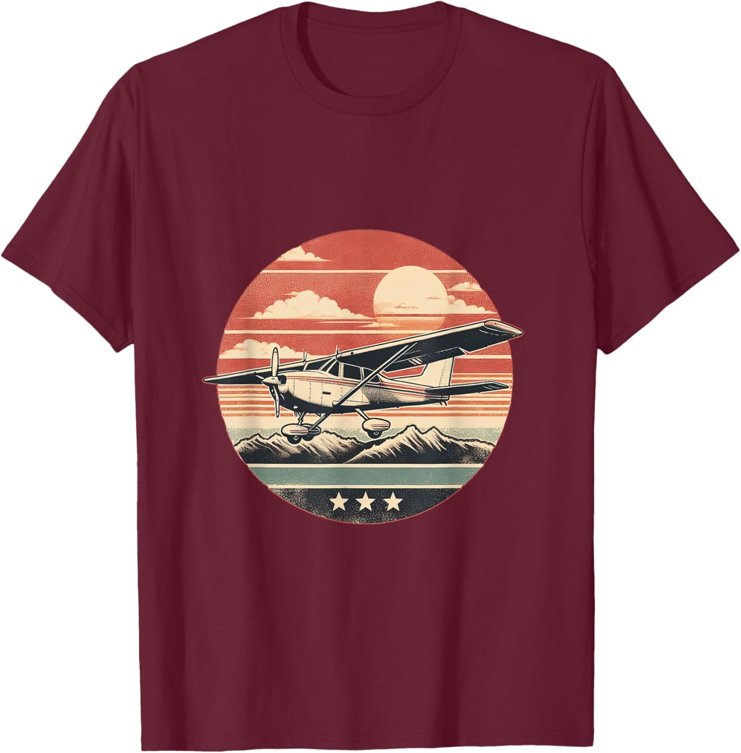 C-172 Skyhawk Vintage C172 Airplane Retro Sunset Pilot T-Shirt - T-Shirt | Maroon