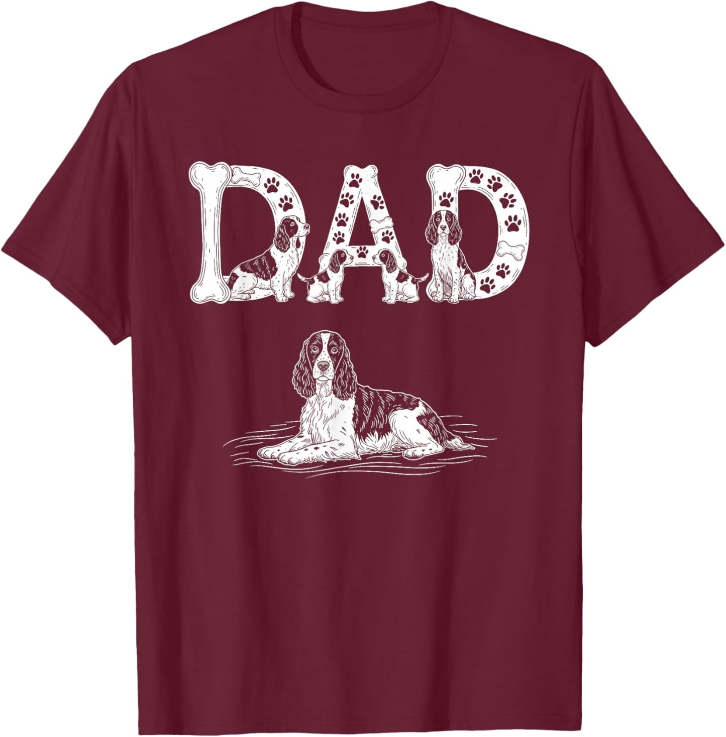 English Springer Spaniel Dad Father Father's Day T-Shirt - T-Shirt | Maroon