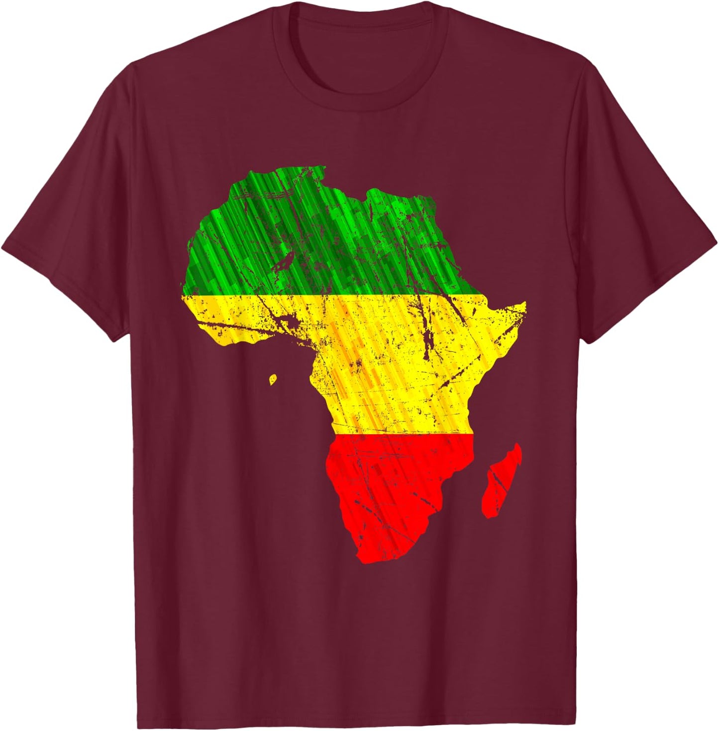 Africa Map Reggae Rasta Green Yellow Red Africa Pride T-Shirt - T-Shirt | Maroon