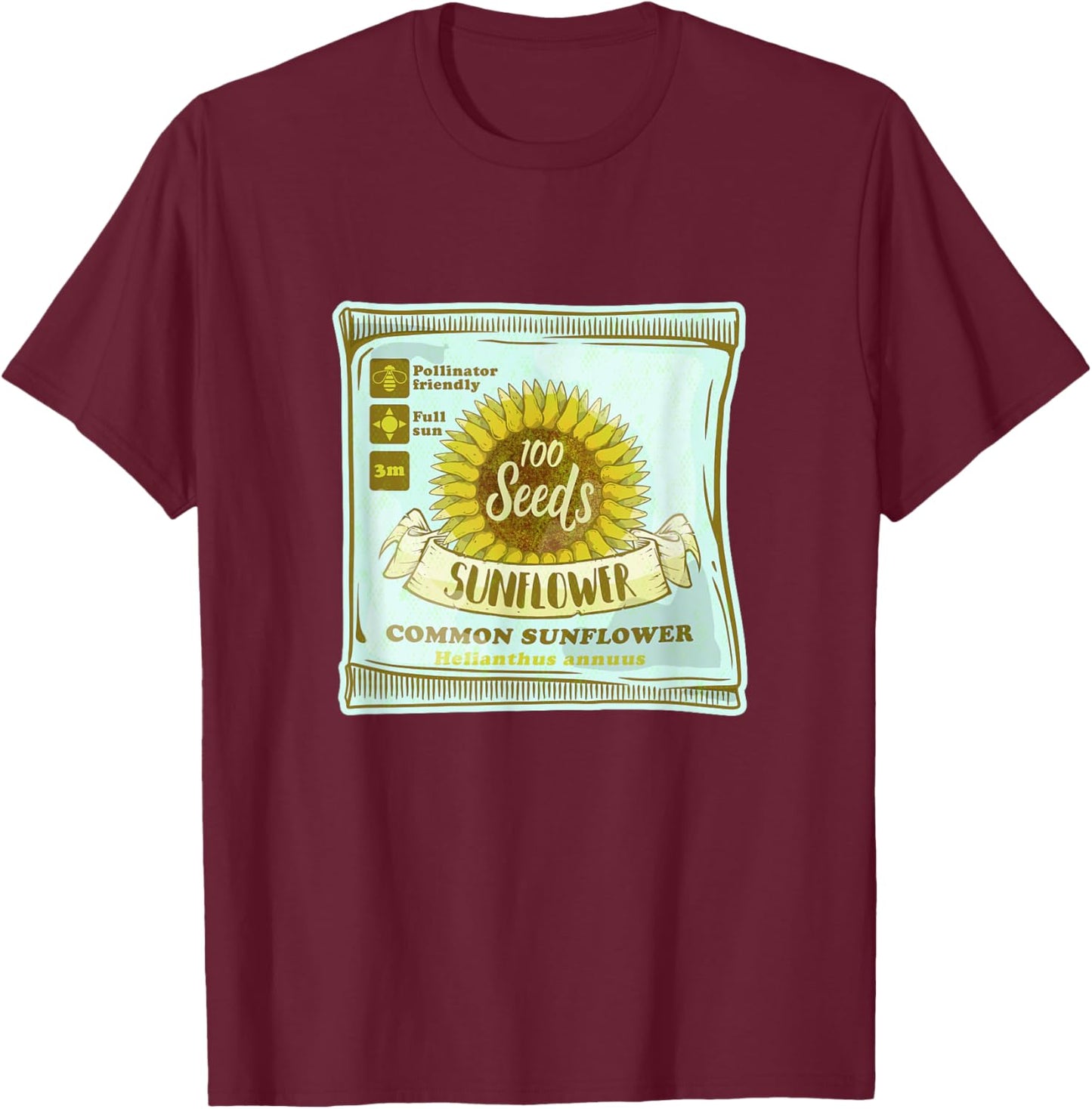 Sunflower seeds packet growing plants T-Shirt - T-Shirt | Maroon