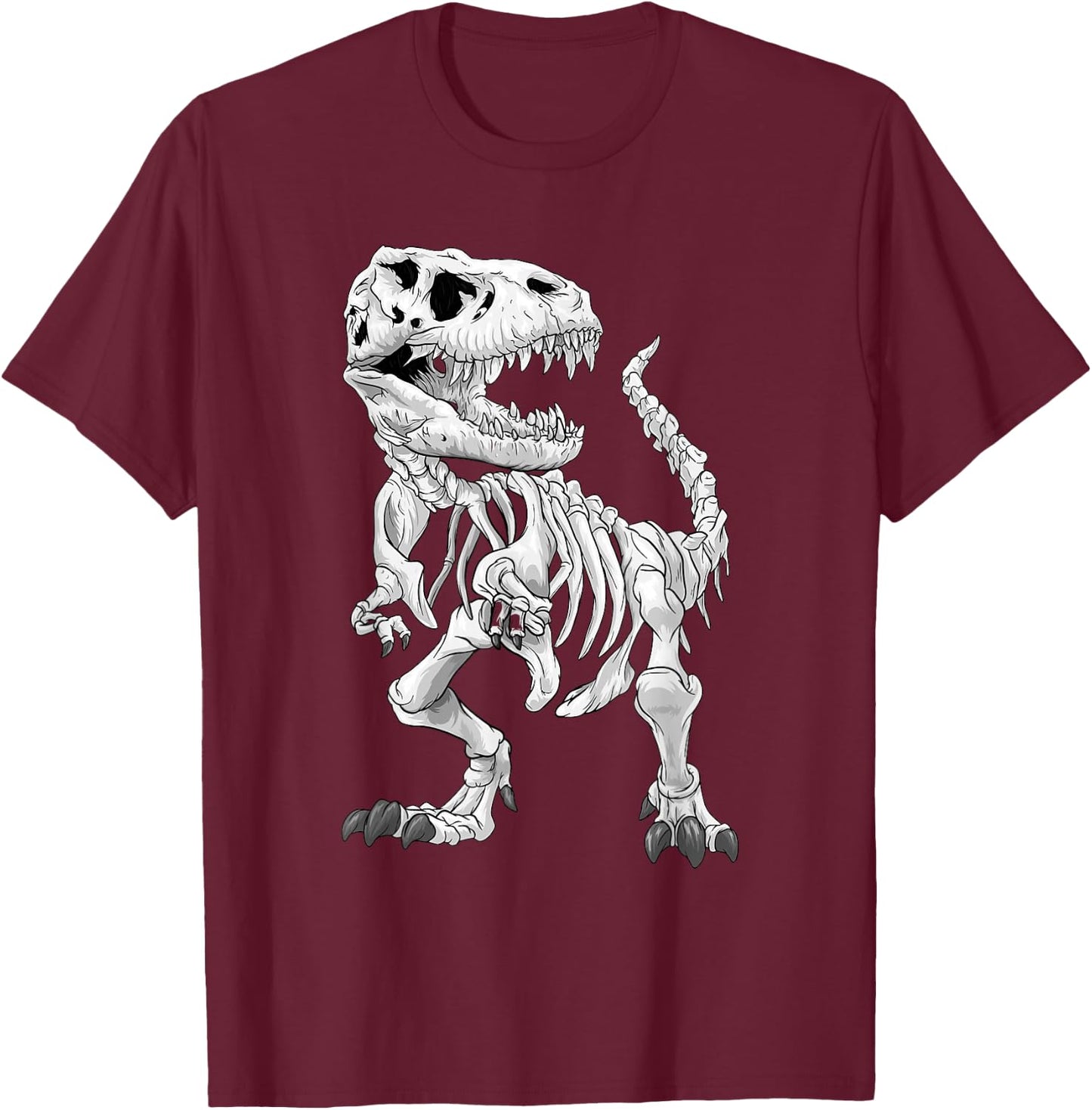 T-Rex Skeleton Dino Bones Paleontologist Fossil Dinosaur T-Shirt - T-Shirt | Maroon