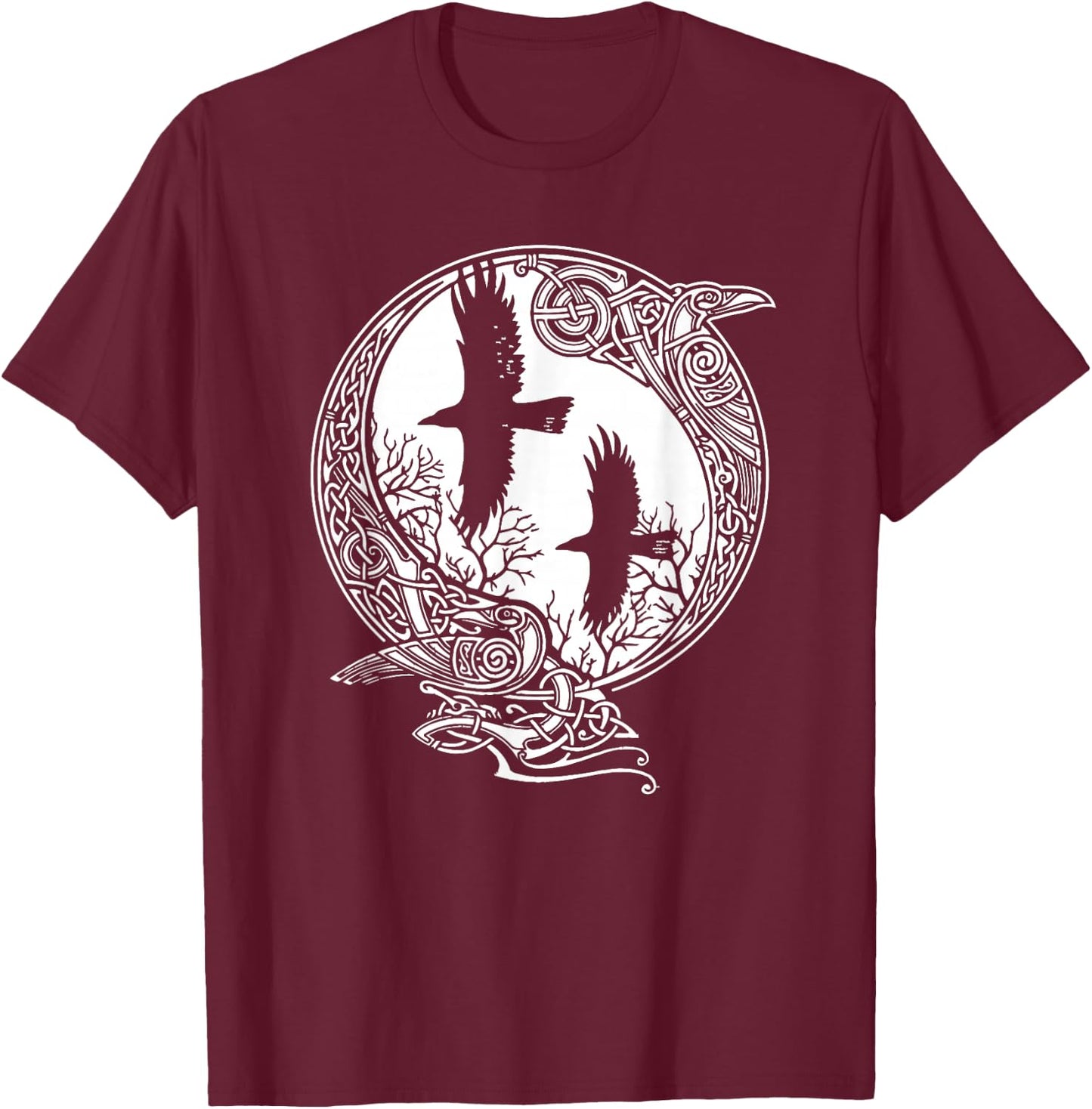 Odin's Ravens - Hugin And Munin - Huginn And Muninn T-Shirt - T-Shirt | Maroon