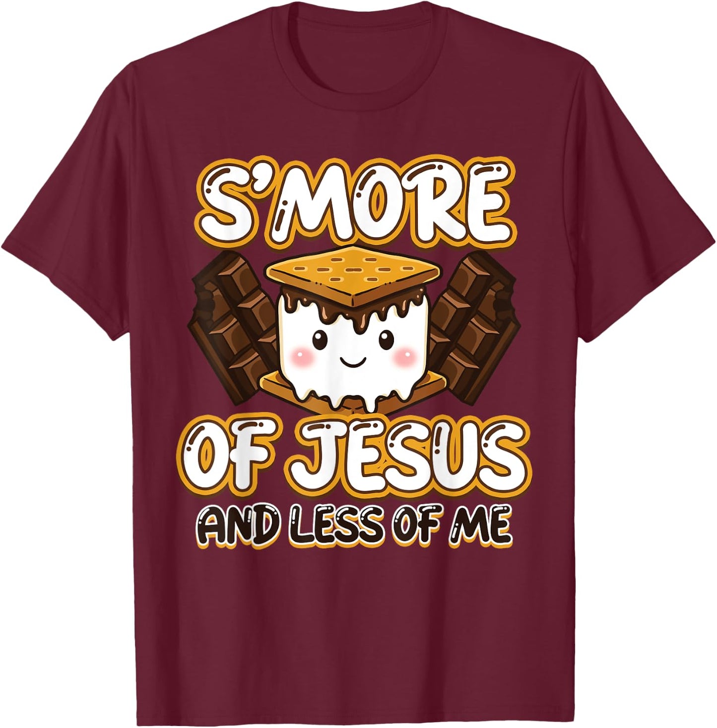 Christian Camping Smore Jesus Less Me Funny Religious Camper T-Shirt - T-Shirt | Maroon